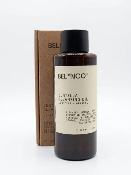 BEL*NCO Centella Cleansing oil centella+ ginseng cleanses gently while dissolving makeup,with centella&ginseng to soothe, energize,and restore balance 250 ml