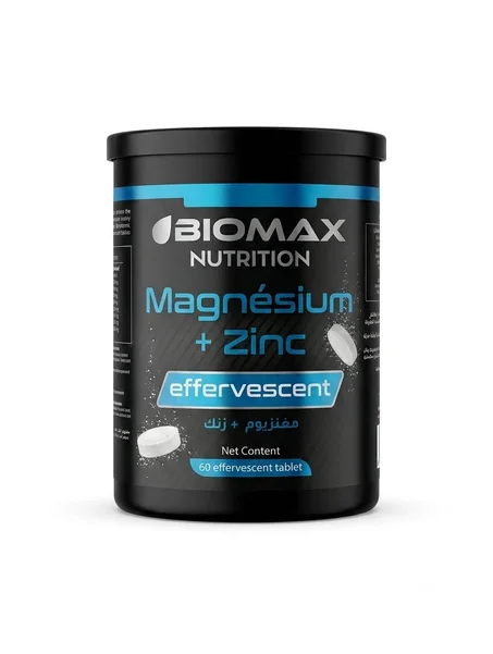 BIOMAX NUTRITION Magnésium +zinc effervescent net content 60 effervescent tablet