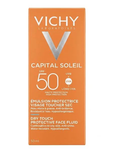 Vichy capital soleil SPF50+ dry touch protective face fluid peau mixte à grasse anti-brillance 50ml