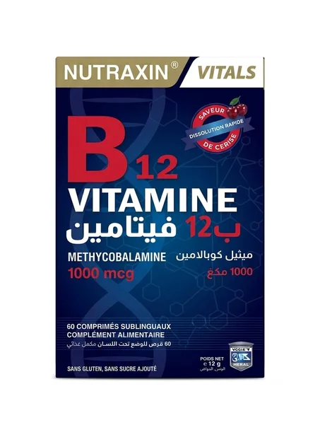 nutraxin vitamine B12 methycobalamine 1000 mcg complément alimentaire *60 comprimés