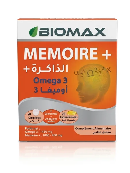 BIOMAX MEMOIRE+ Omega 3 complement alimentaire *20 comprimés +20 capsules