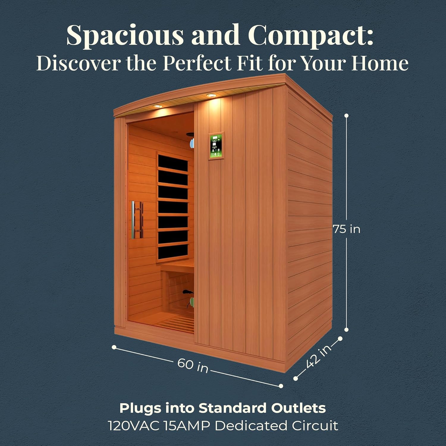 DYNAMIC SAUNAS Madrid Elite 3-Person Ultra Low EMF FAR Infrared Sauna with Red Light Therapy & Bluetooth Speakers | Personal Indoor Dry Heat Sauna for Home & Gym – Made from Canadian Hemlock