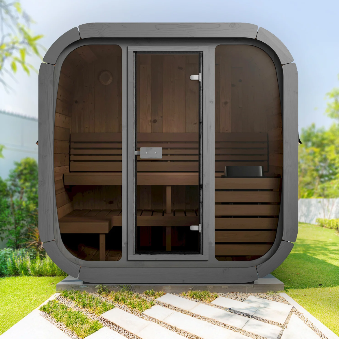 SaunaLife 4-Person Cube-Series Outdoor Home Sauna Kit CL5G