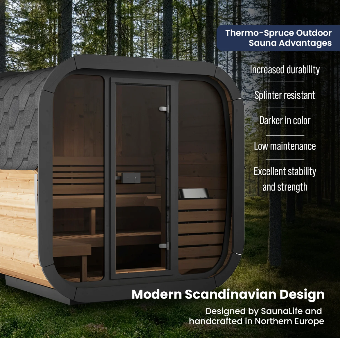 SaunaLife 4-Person Cube-Series Outdoor Home Sauna Kit CL5G
