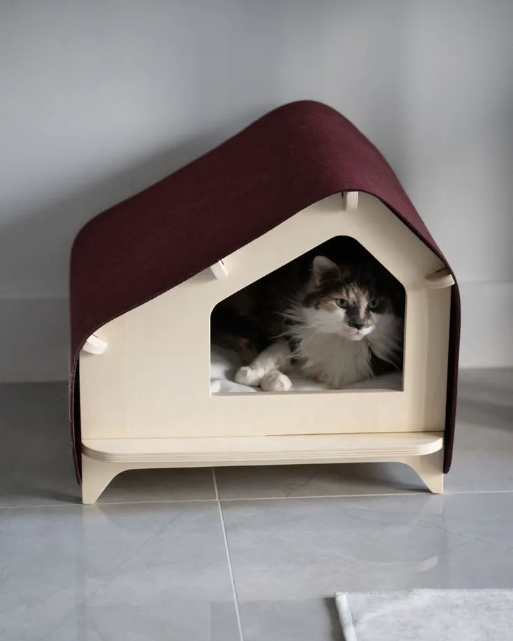 🐾 حوّل بيت قطّك إلى ملجأ فاخر مع سقفين إضافيين + وسادة مريحة مجانًا