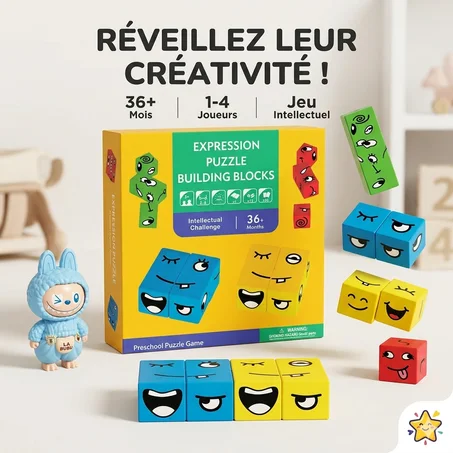 Puzzle d'Expressions en Bois : Éveillez la Créativité et l'Intelligence de votre Enfant