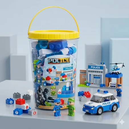 Grand Seau de Construction Mega Bloks 108 pieces (Édition Police) – Prix Imbattable !