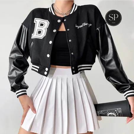 Veste d'uniforme de Baseball surdimensionnée Y2K pour femme