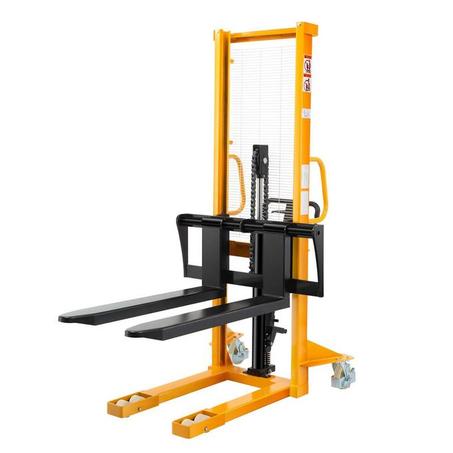 Manual Hydraulic Stacker Pallet Stacker Adjustable Forks 2200lbs Cap. 63" Lift Height A-3003