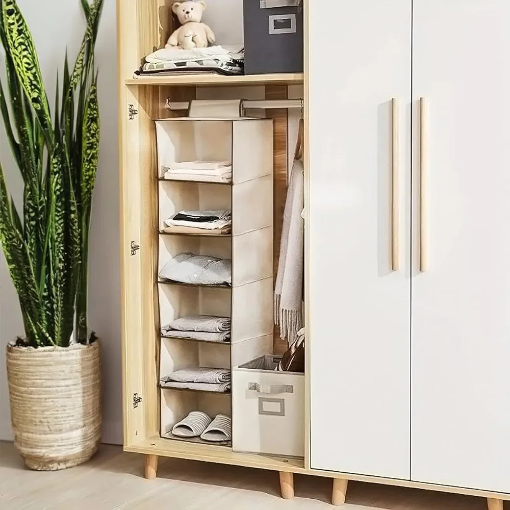 Organiseur De Casier Suspendu - Multi-poches, Avec Miroir, Pour Placard, Maison, Bureau