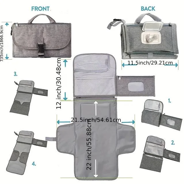 Sac à Langer Imperméable Accessotech - Avec Tapis De Change, Poches Multiples - Rangement Pratique Bébé