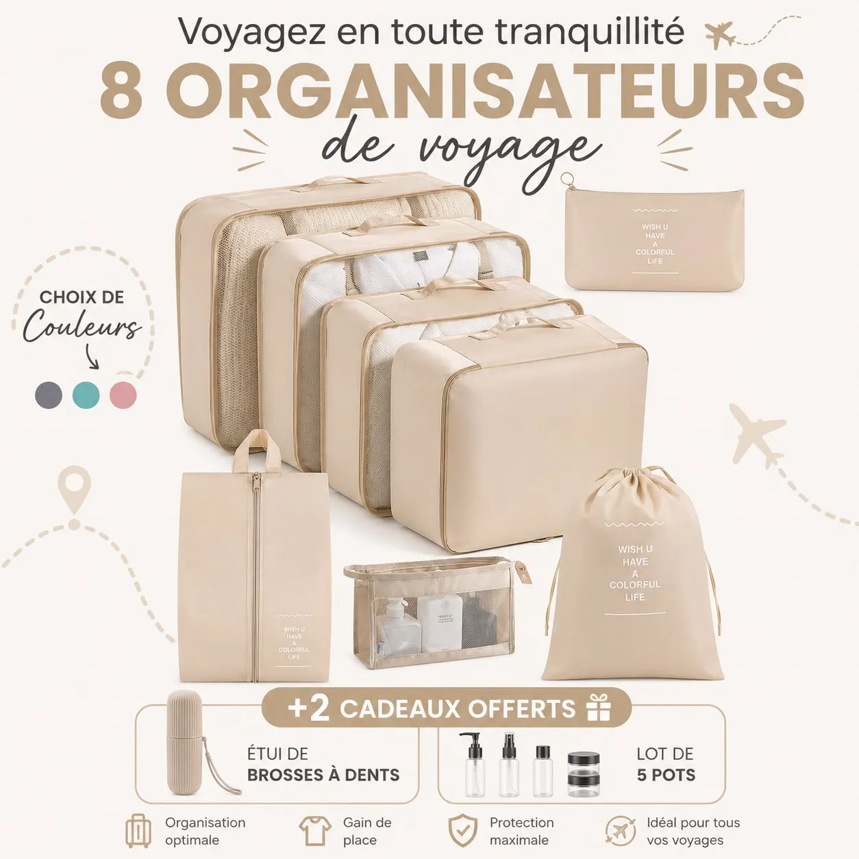 8 ORGANISATEURS DE VALISE+2 cadeaux offerts