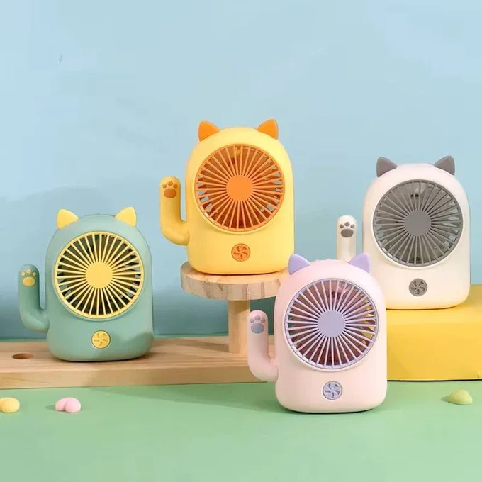 Mini Ventilateur De Bureau Portable - 3 Vitesses, Batterie 1200 MAh, Pliable - Blanc/jaune/vert