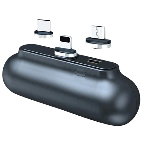 Banque d'alimentation, Chargeur avec Batterie 3000 mAh et 3 connecteurs magnétiques (USB-C, iPhone et micro-USB)