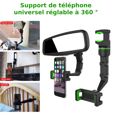 Support de téléphone universel pour rétroviseur réglable à 360 °