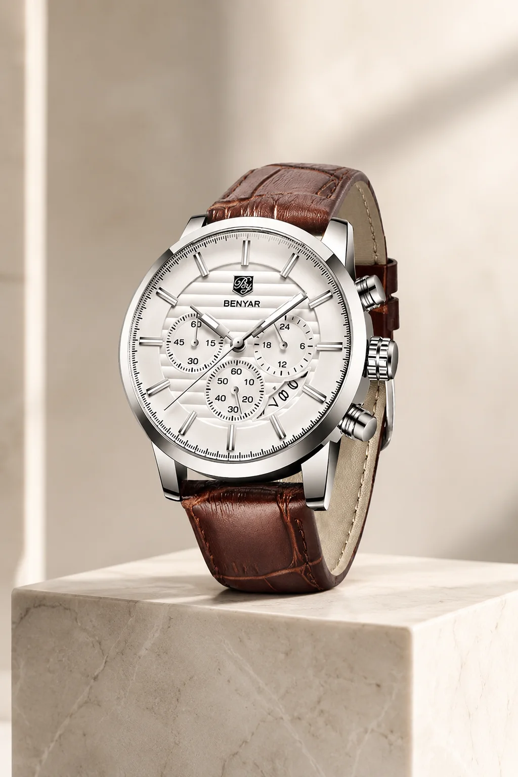 BENYAR BY-5104 Montre Chronographe – Bracelet Cuir