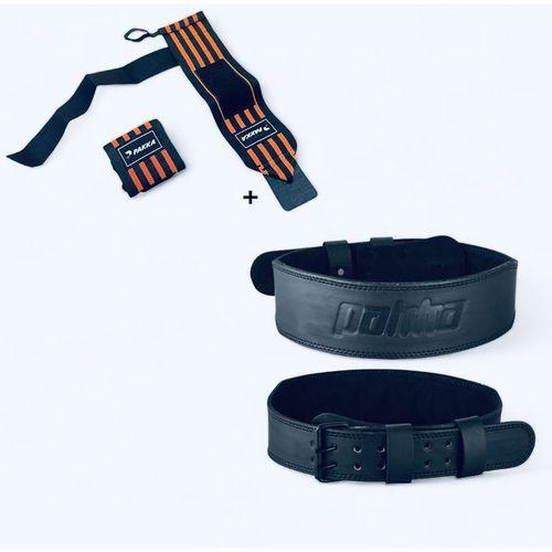 باقة احترافية تجمع بين حزام رفع الأثقال الجلدي و أربطة دعم المعصم