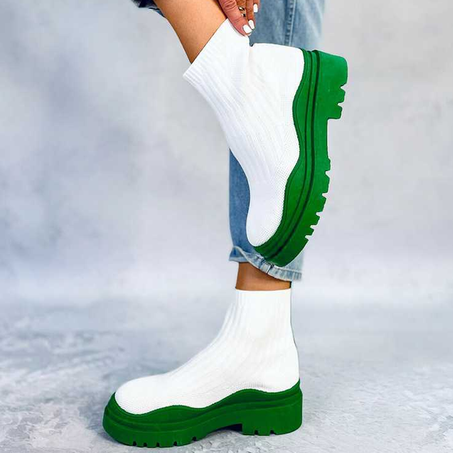 Bottines pour femmes avec une semelle plus épaisse en blanc