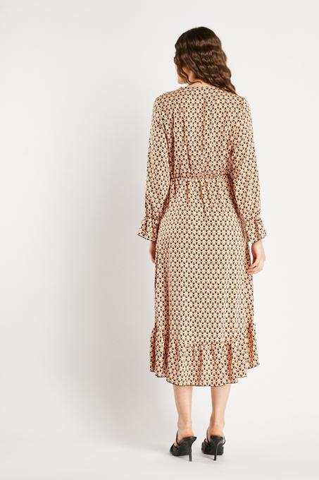 Robe évasée imprimée à taille ajustée