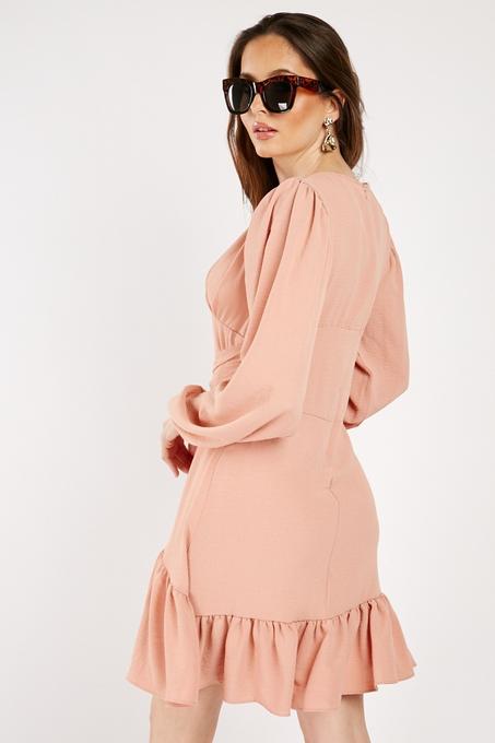 Robe mini portefeuille à ceinture décorative