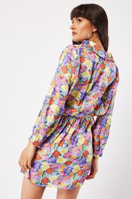 Robe chemisier en soie florale