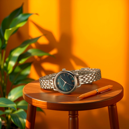 ساعة نسائية أنيقة باللون الذهبي الوردي