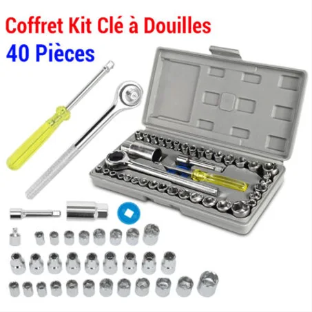 COFFRET KIT CLÉ À DOUILLES 40 PIÈCES