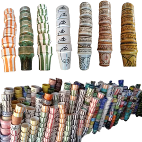 مجموعة كؤوس خزفية يدوية ملونة