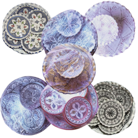 طقم تباسل خزفية يدوية بتصميم تقليدي مغربي