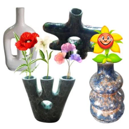 مجموعة الفازات الخزفية الفنية بأشكال الحلقات