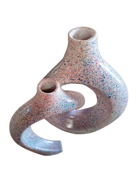 فازة خزفية فنية بنمط مرشوش على شكل حلقة كبيرة