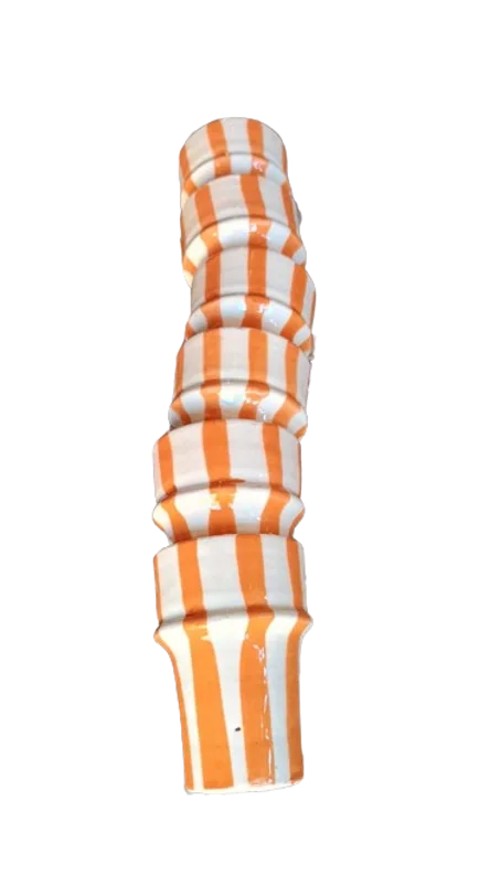 طقم 6 كؤوس خزفية يدوية بتصميم مخطط (9/6 سم)