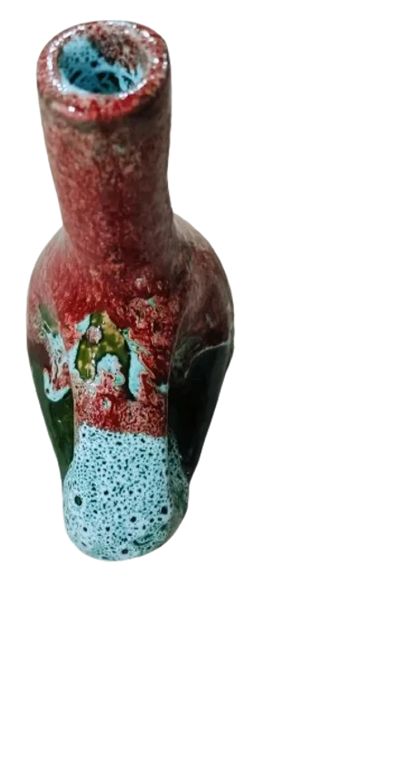 فازة خزفية يدوية بألوان متعددة وتصميم فريد بحجم 30 سم / 18 سم ووزن 2 كيلوغرام