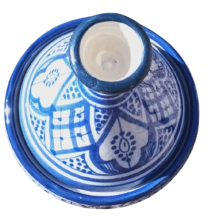 طاجين فخاري حجم 18 سم / 18 سم ووزن 950 جرام، صناعة يدوية  (طبوعة )