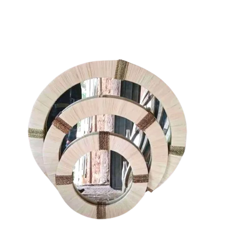 مجموعة مرايا ديكور خشبية  دائرية فاخرة - مصنوعة يدوياً