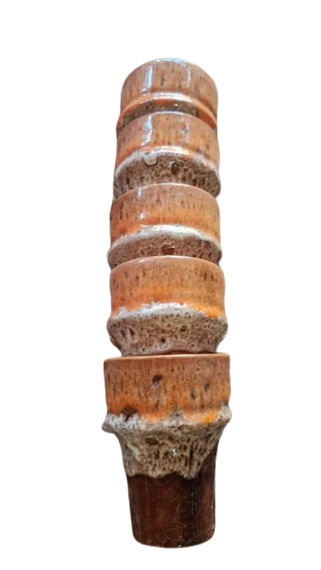 طقم 6 كؤوس خزفية يدوية بتصميم ريفي (9/6 سم)