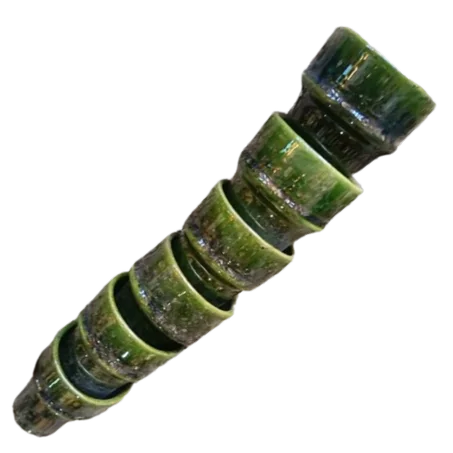 طقم 6 كؤوس خزفية يدوية بتصميم أخضر جذاب (9/6 سم)