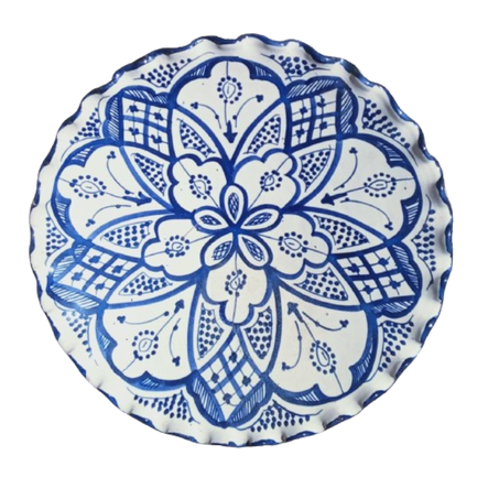 طقم تبسيل كبير و6 تباسيل صغار بنقوش زرقاء