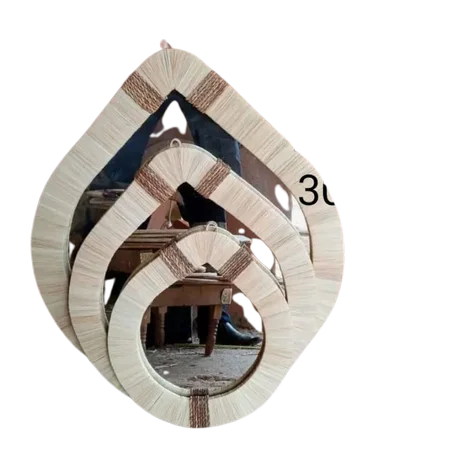 مجموعة مرايا ديكور خشبية فاخرة - مصنوعة يدوياً