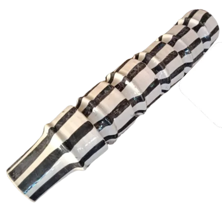 طقم 6 كؤوس خزفية يدوية بتصميم مخطط بالأبيض والأسود (9/6 سم)