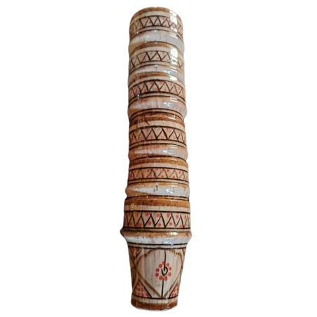 طقم 6 كؤوس خزفية يدوية بتصميم فني (9/6 سم)