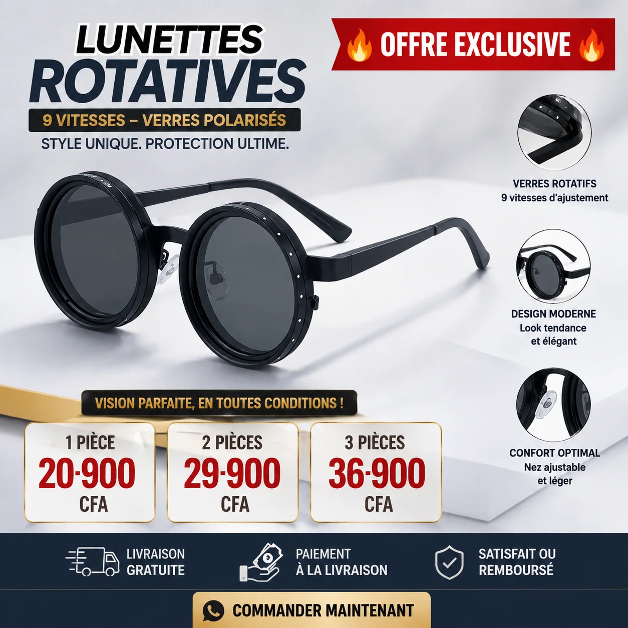 Lunettes de Soleil Ajustables