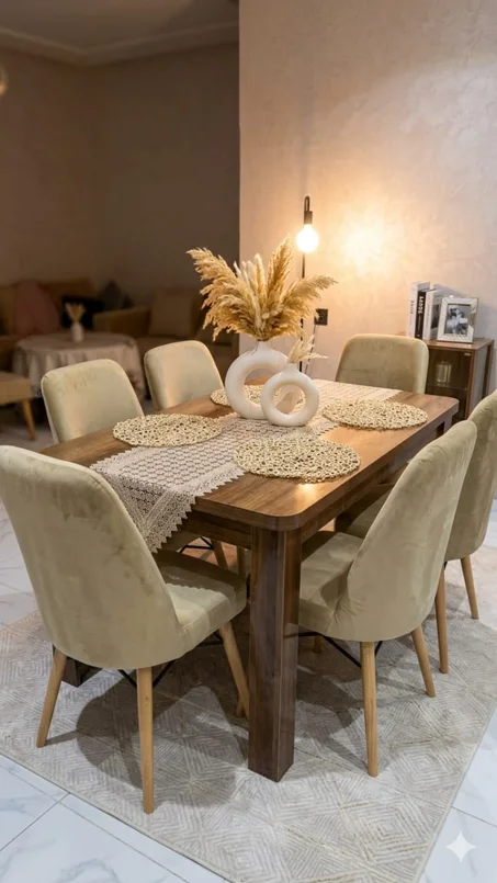 طاولة طعام 4 كراسي الثمن 1400 درهم  طاولة 6 كراسي الثمن 1900 درهم