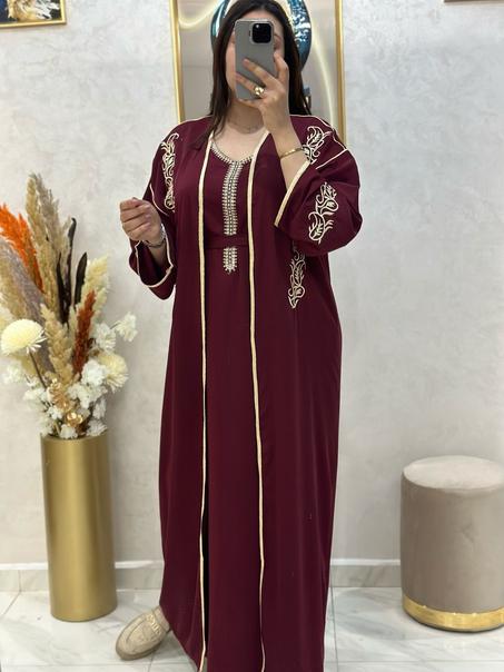 قــ ــفطان دُوبياس بالــ طرزة الحزام رائع اُلــثوب كـريب روزا النوع الــ ـممتاز👏🏻🥰