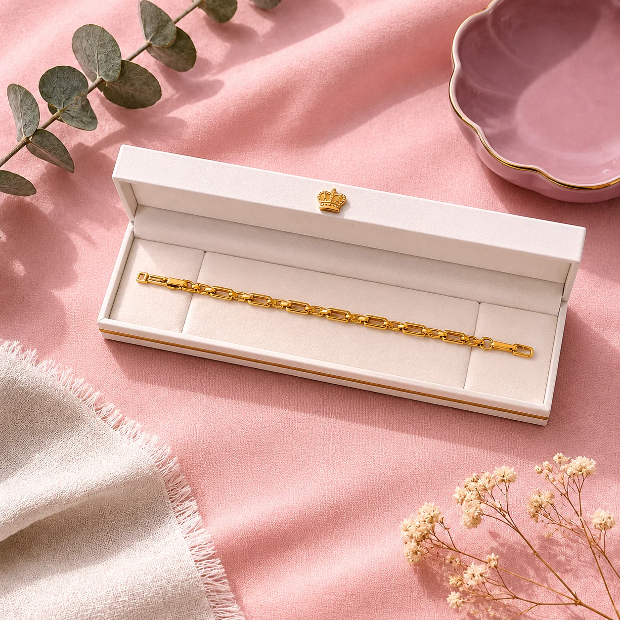 Bracelet doré en acier inoxydable – modèle maillons élégants