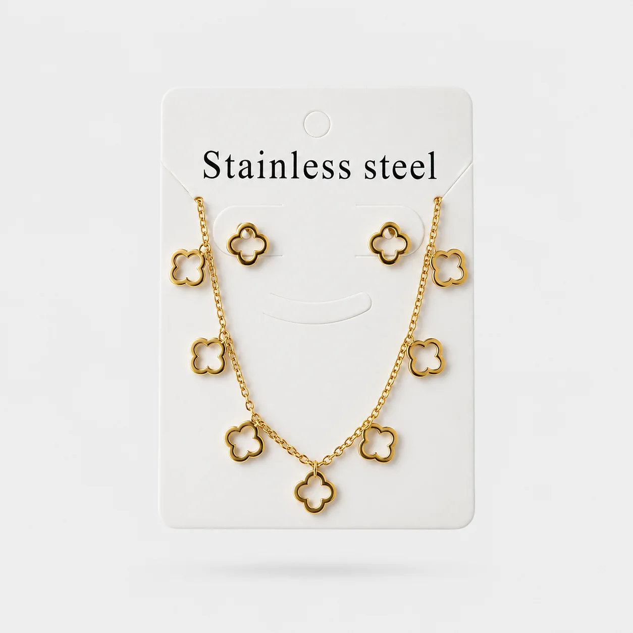 Parure bijoux en acier inoxydable – motif trèfle