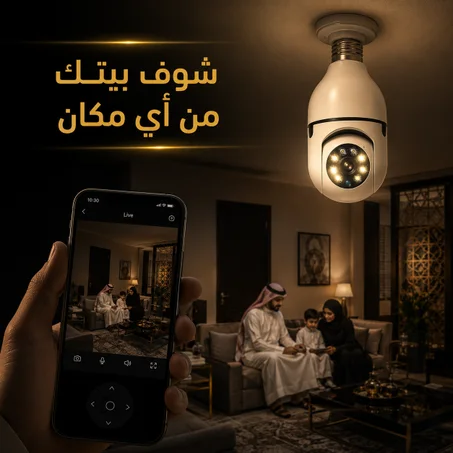 كاميرا مراقبة ذكية على شكل مصباح – راقب بيتك 24/7