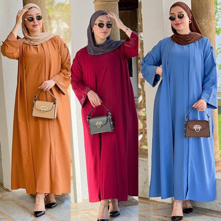 عباية كريب روزا قطعتين – تصميم عملي بأناقة راقية ليومك الكامل