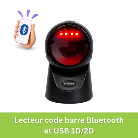 Scanner de codes-barres de bureau sans fil Bluetooth 1D/2D — ES-9600D+