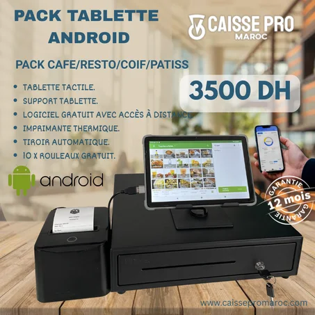 MINI CAISSE ENREGISTREUSE TACTILE 10'' CAFE RESTO PATISSERIE CHOCOLATERIE PARFUMERIE COIFFEUR SPA HAMMAM AVEC ACCES A DISTANCE